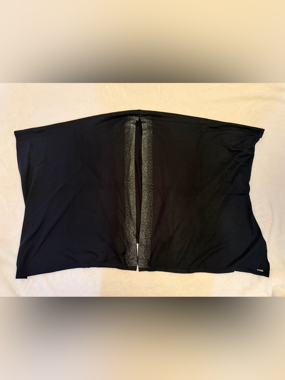 Calvin Klein Black Embellished Knit Shawl Wrap - One Size, New